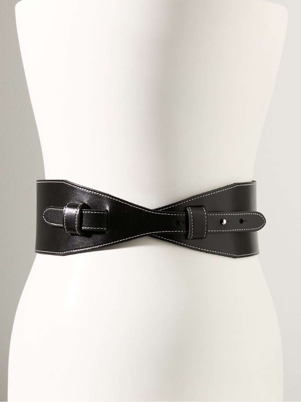 Anthropologie Wide-Corset Belt Genuine Leather New Black Small